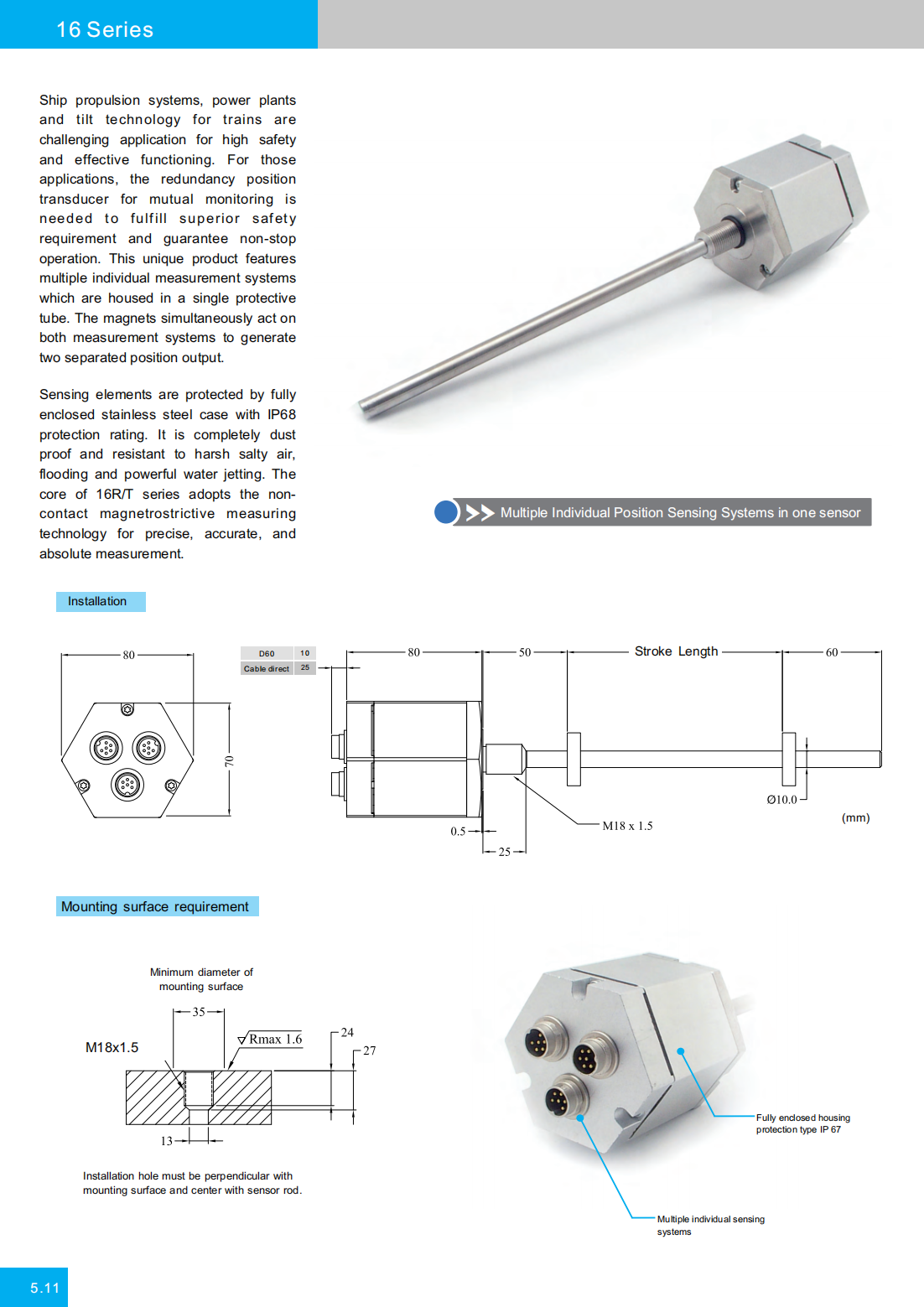 冗余型磁致伸縮位移傳感器1